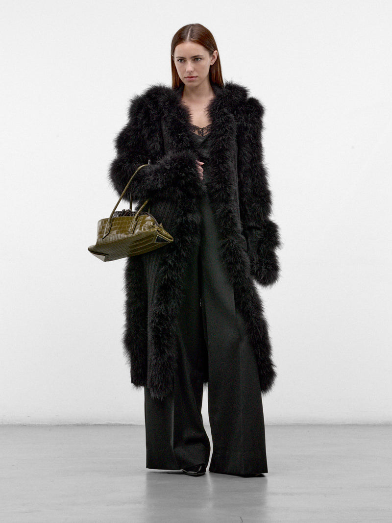 Black Long Fur Cardigan Coat (261WCC00100-BLACK)