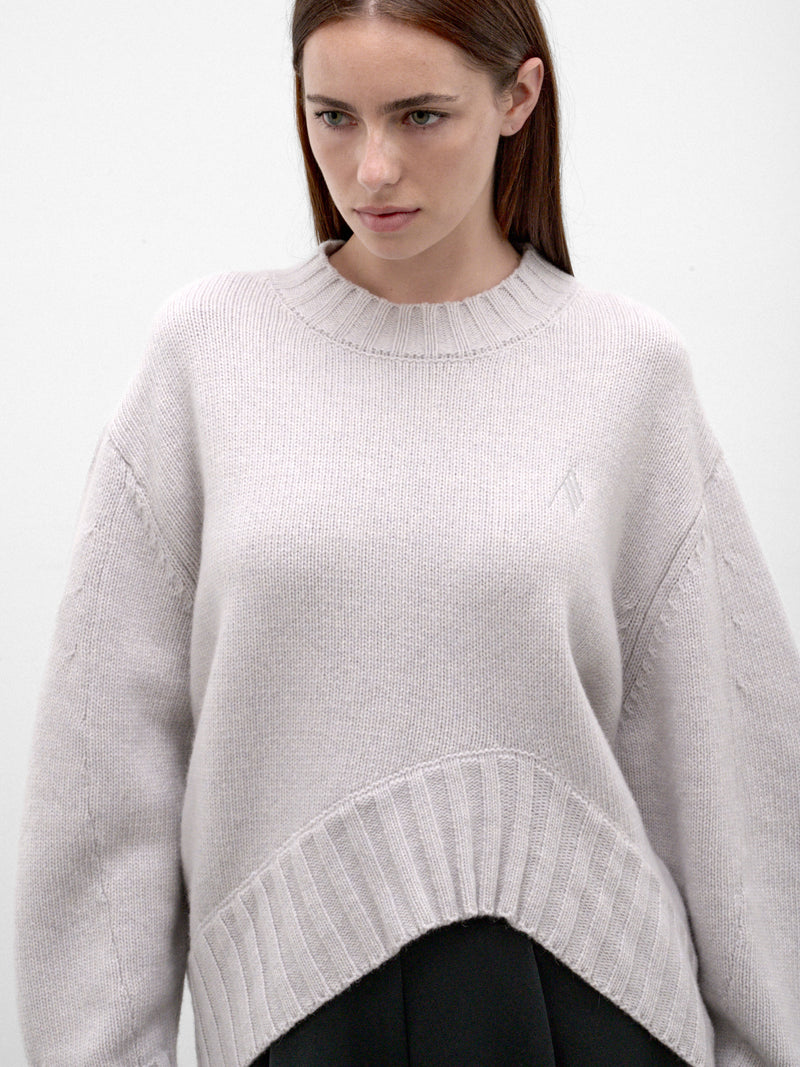 Gray Wool-Cashmere Knit Sweater (261WCK00126-LIGHT-GREY)
