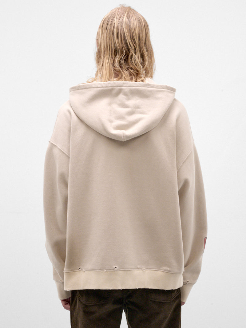 Beige Cotton Graphic Zip Hoodie (262-UJP035P9-BEIGE)