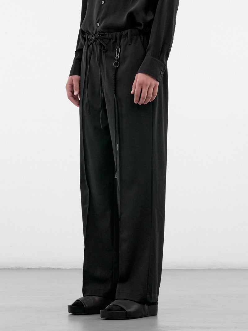 Wool Loose Pin Stitch Pants (262-UPT110-BLACK)