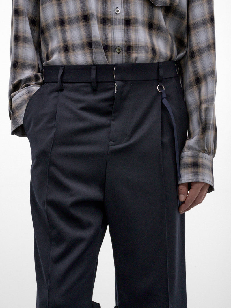 Navy Wool Flared Trousers (26A0372-NAVY)