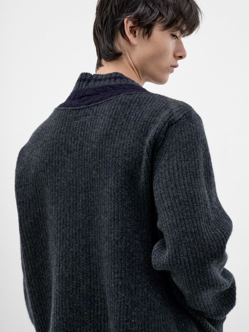 Green Wool Knit Zip Cardigan (26A0400-GREEN)