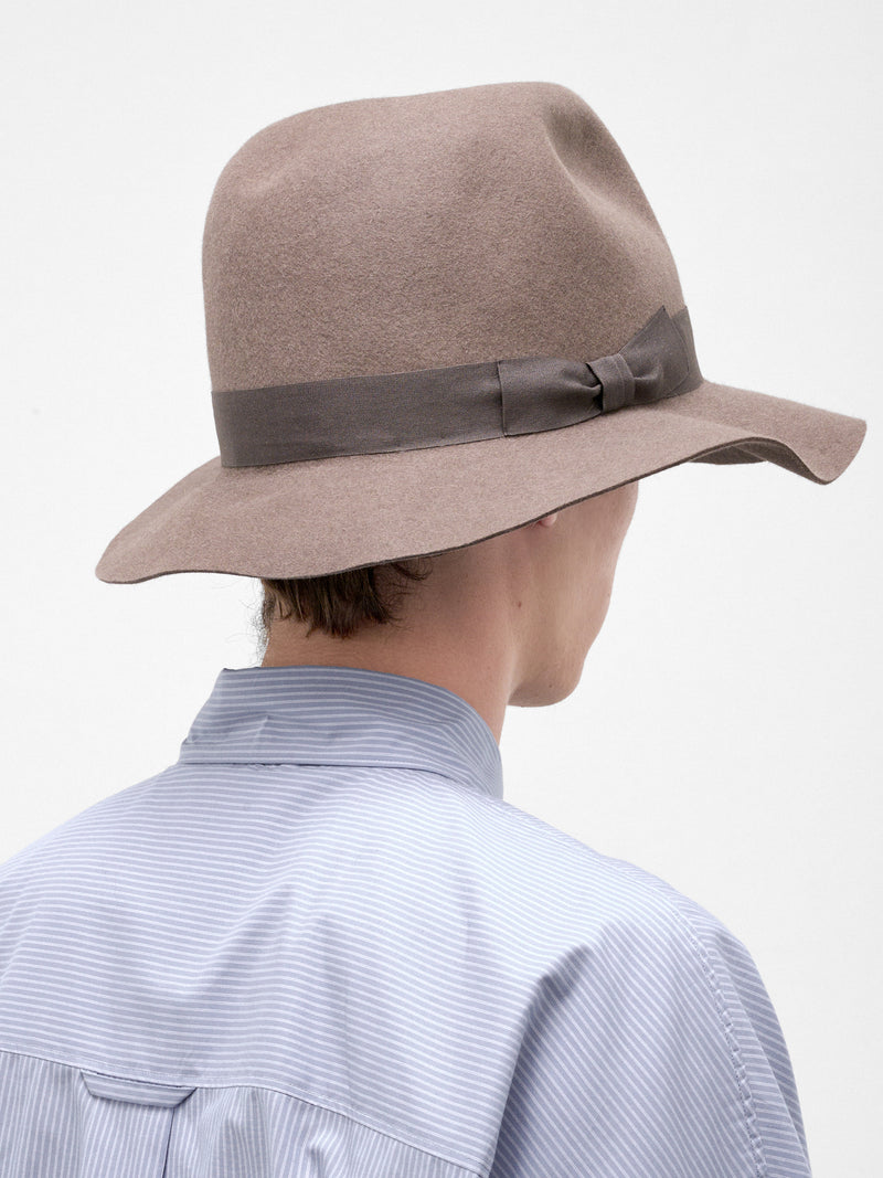 Gray Wide Brim Fedora Hat (26AW81HT24-GREY)