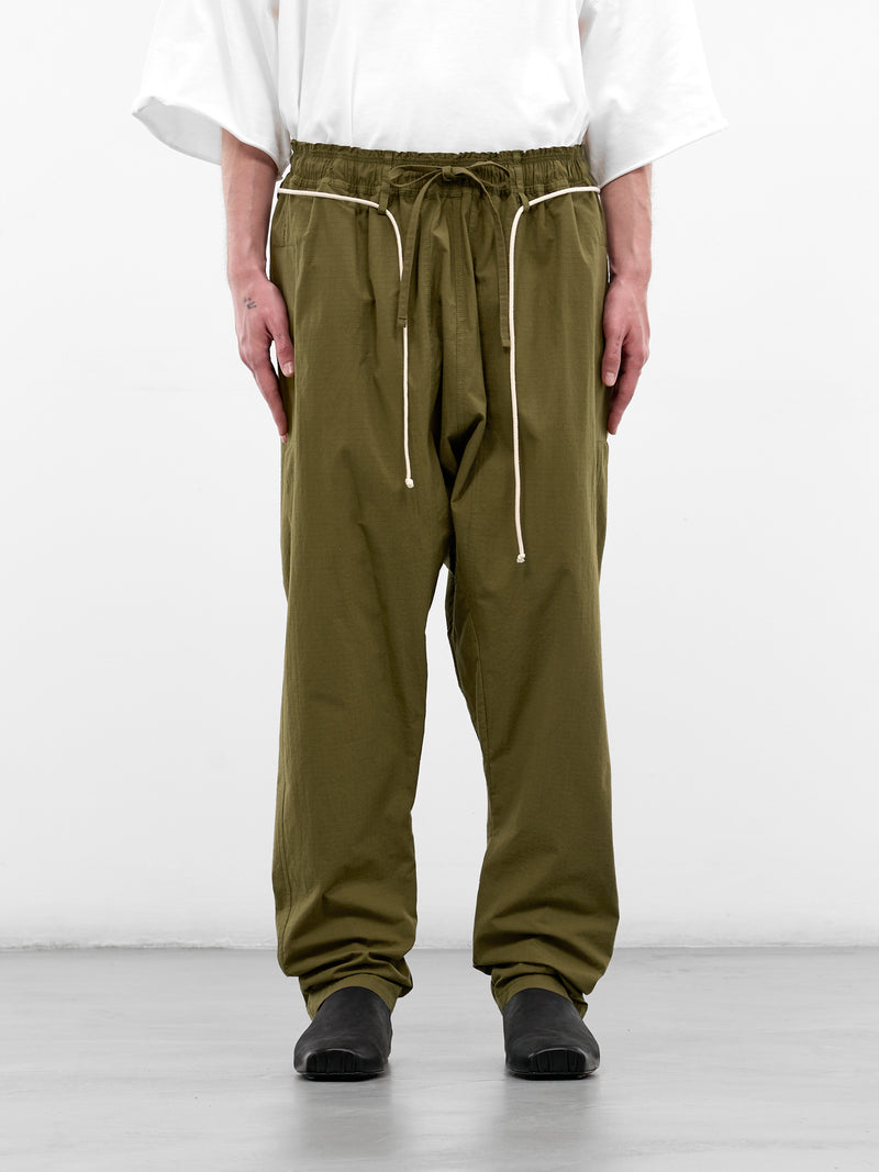 Olive Drawstring Samurai Pants (26E96MRU13-787-OLIVE-GREEN)