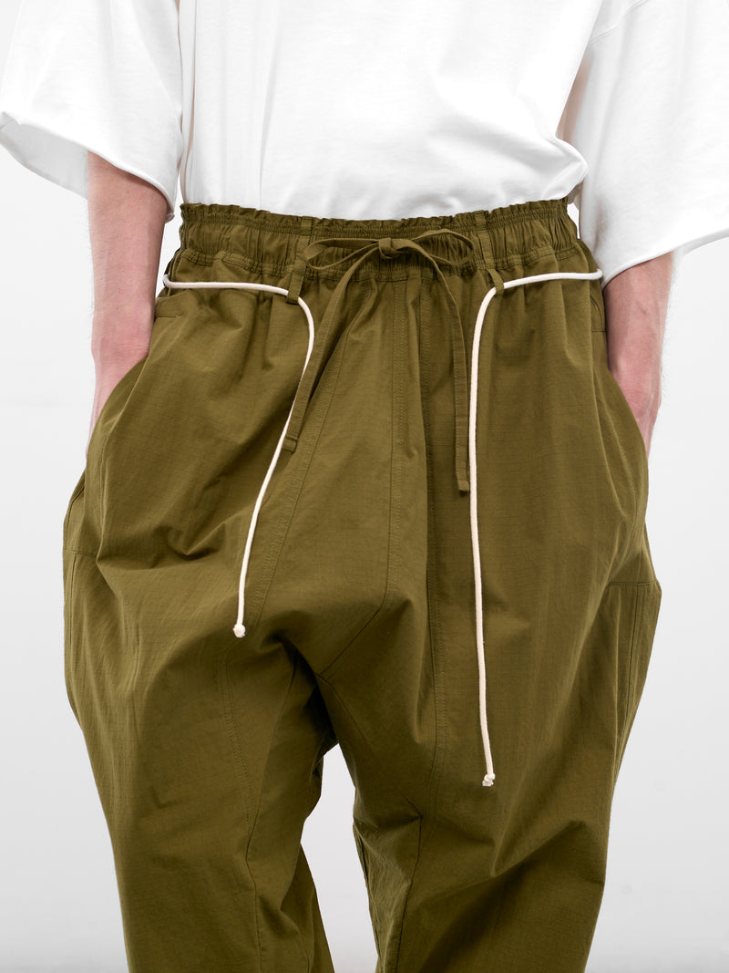 Olive Drawstring Samurai Pants (26E96MRU13-787-OLIVE-GREEN)