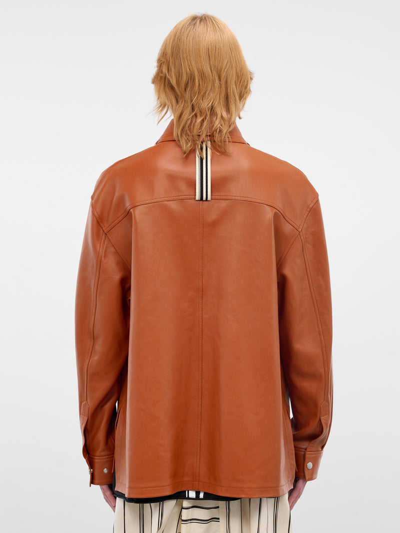 Curry Orange Leather Buttoned Overshirt (26E96MRU25-290-CURRY