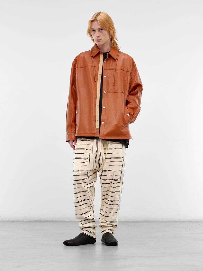 Curry Orange Leather Buttoned Overshirt (26E96MRU25-290-CURRY