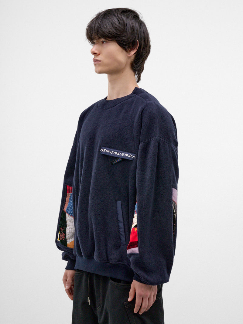 Navy Quilt Patchwork Sleeves Sweater (26FW-B-06-NAVY)