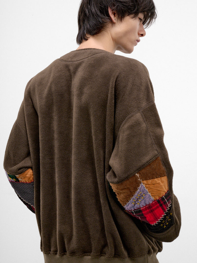 Khaki Quilt Patchwork Sleeves Sweater (26FW-B06-KHAKI)