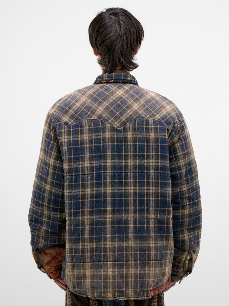 Blue Checkered Puffer Jacket (26FW-JK-09-BLUE)