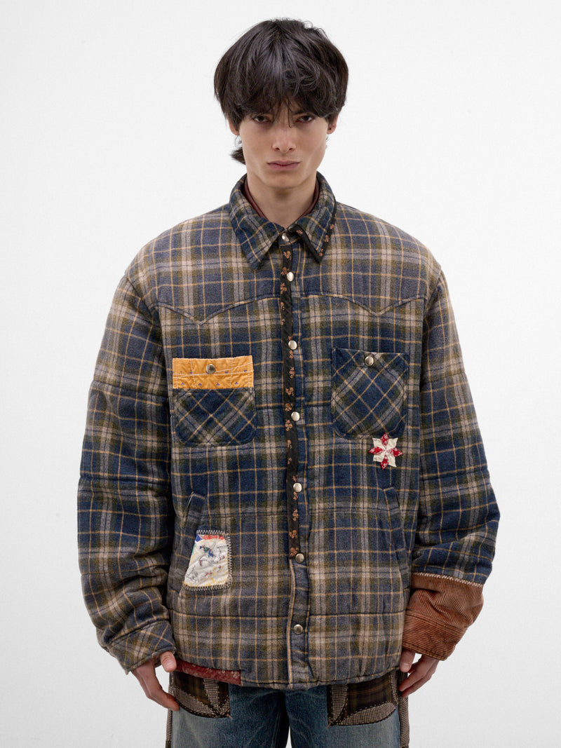 Blue Checkered Puffer Jacket (26FW-JK-09-BLUE)