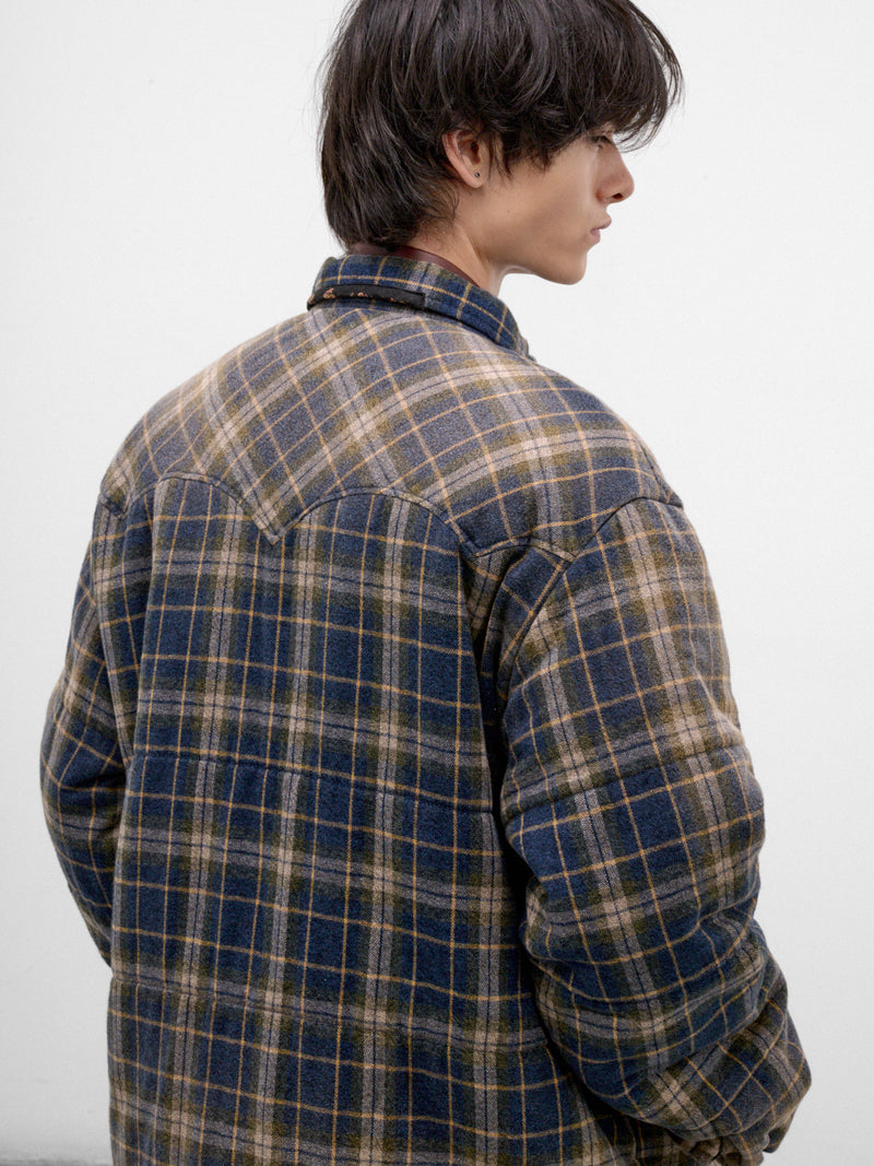Blue Checkered Puffer Jacket (26FW-JK-09-BLUE)