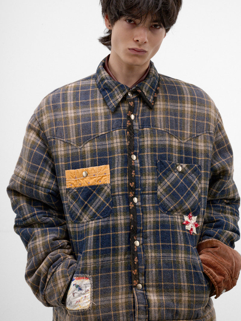 Blue Checkered Puffer Jacket (26FW-JK-09-BLUE)