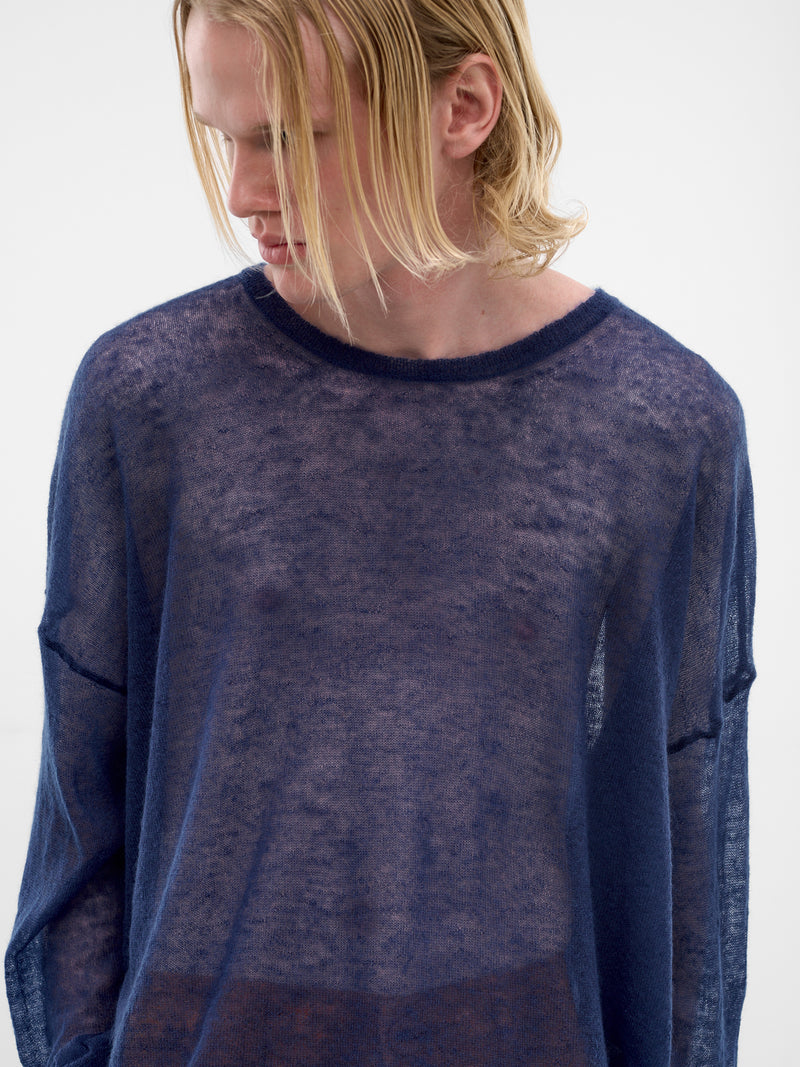 Blue Mohair Voile Sheer Sweater (26HK040-BLUE)