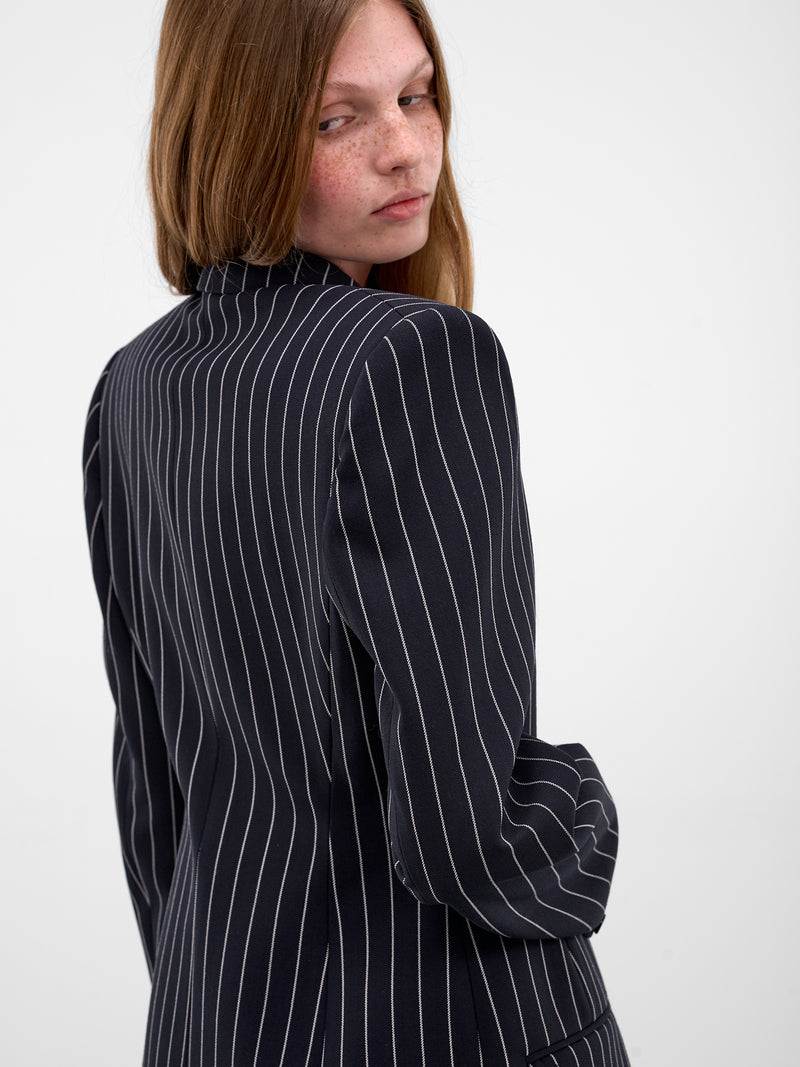 Pinstripe Hourglass Tailored Wool Blazer (26P1VE04791024-PS60-PINSTRIPE-)