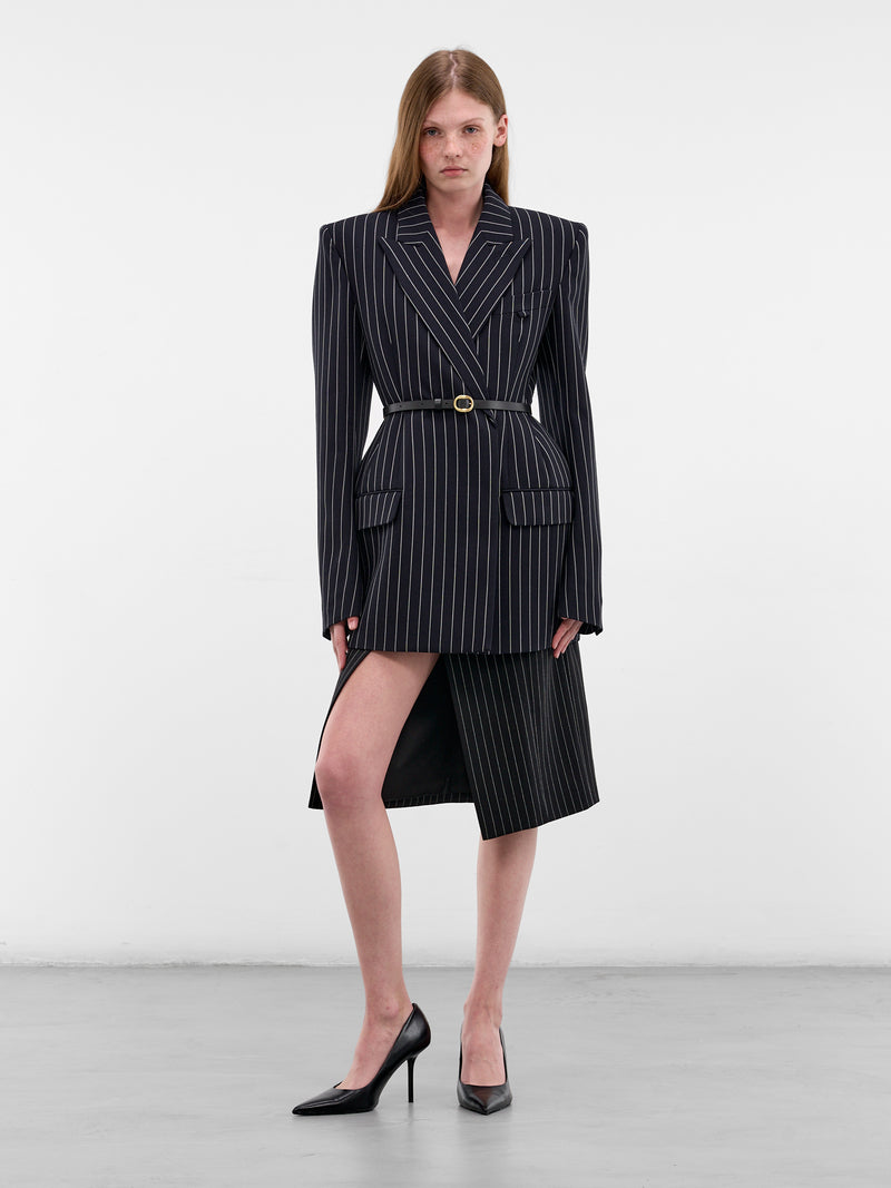 Pinstripe Hourglass Tailored Wool Blazer (26P1VE04791024-PS60-PINSTRIPE-)