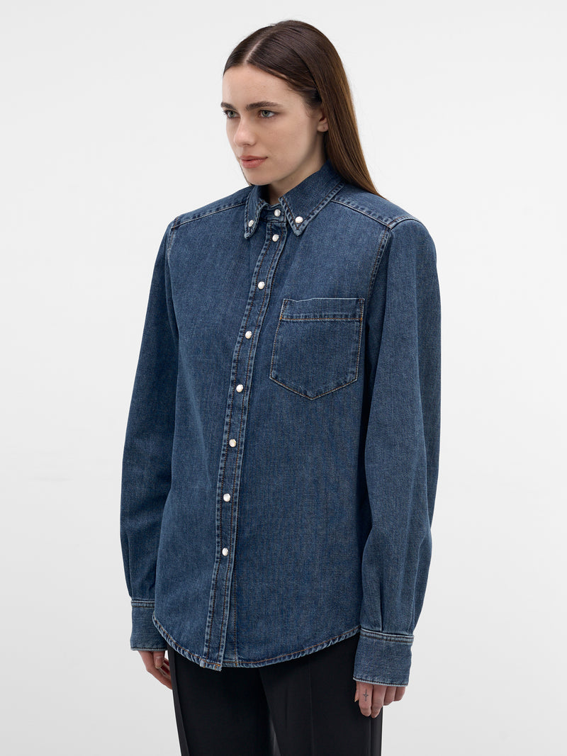 Blue Denim Button-Down Shirt (26P6T008412032-BLUE-RINSE)