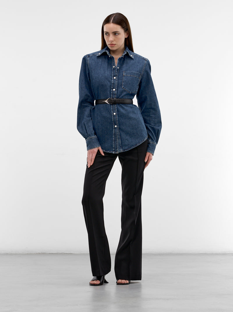 Blue Denim Button-Down Shirt (26P6T008412032-BLUE-RINSE)