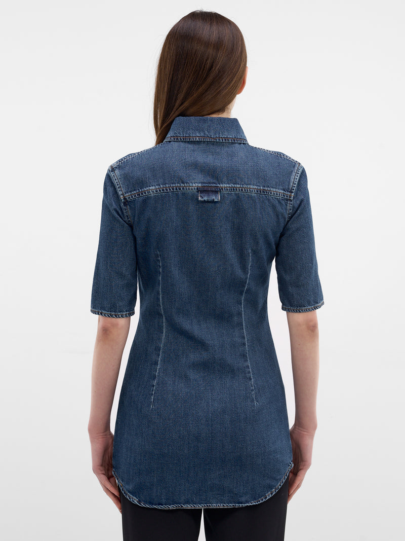 Denim Darted Short Sleeve Shirt (26P6T008612032-BLUE-RINSE