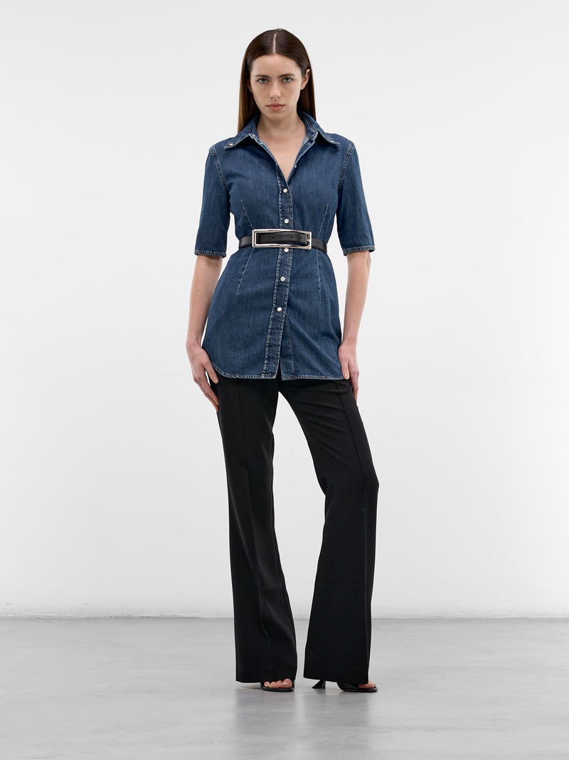 Denim Darted Short Sleeve Shirt (26P6T008612032-BLUE-RINSE