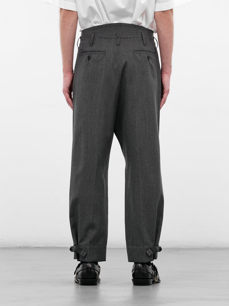 Wool Pleated Cinched Cuffs Trousers (26S0317-GRAY)