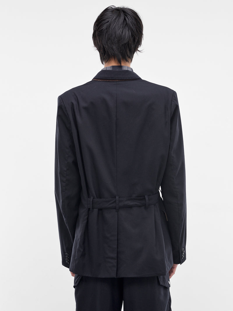 TAMME Navy Belted Blazer | H.Lorenzo - back