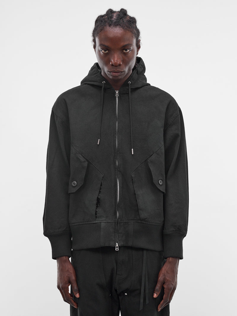 Black Cotton Zip Hoodie (26S0325-BLACK)