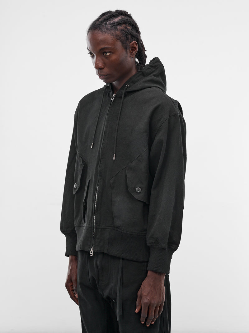 Black Cotton Zip Hoodie (26S0325-BLACK)