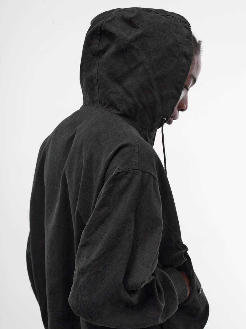 Black Cotton Zip Hoodie (26S0325-BLACK)