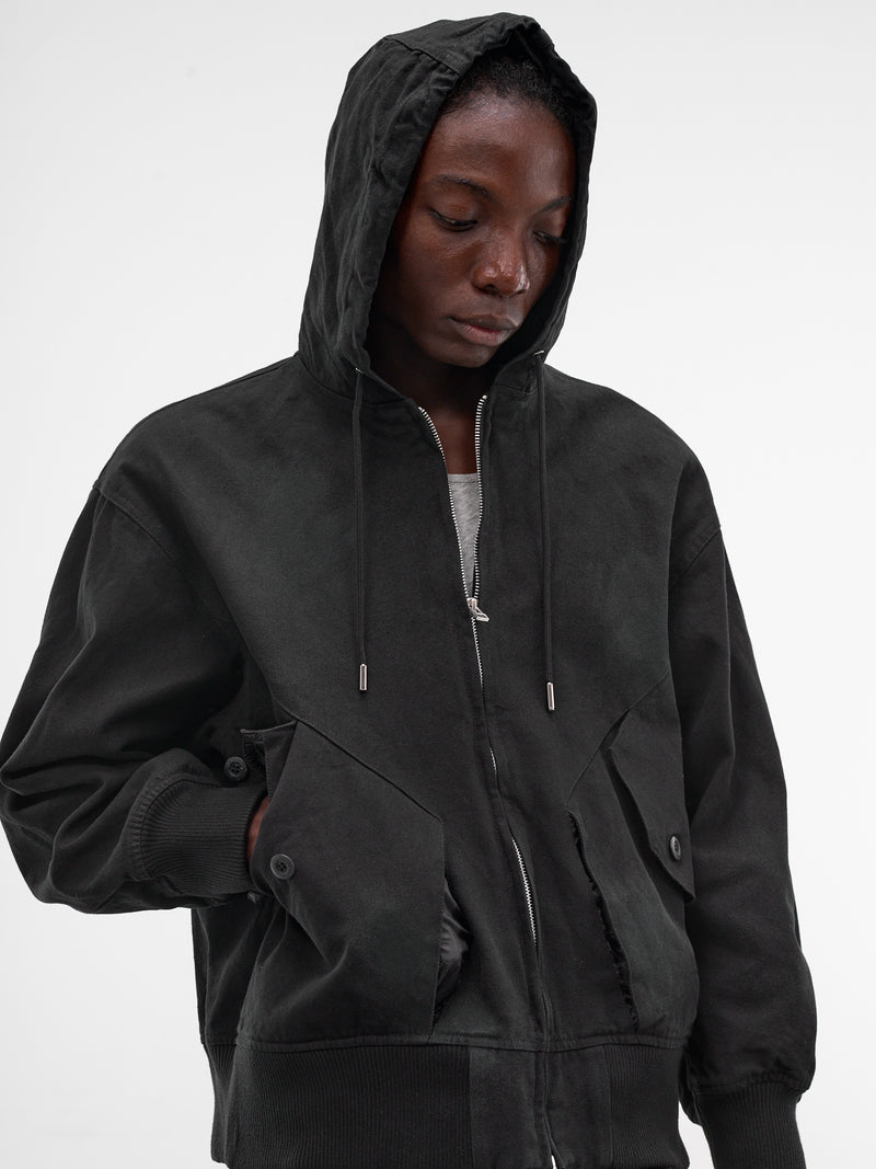 Black Cotton Zip Hoodie (26S0325-BLACK)