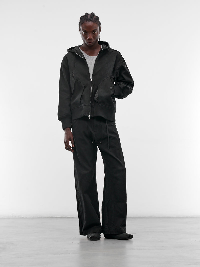 Black Cotton Zip Hoodie (26S0325-BLACK)