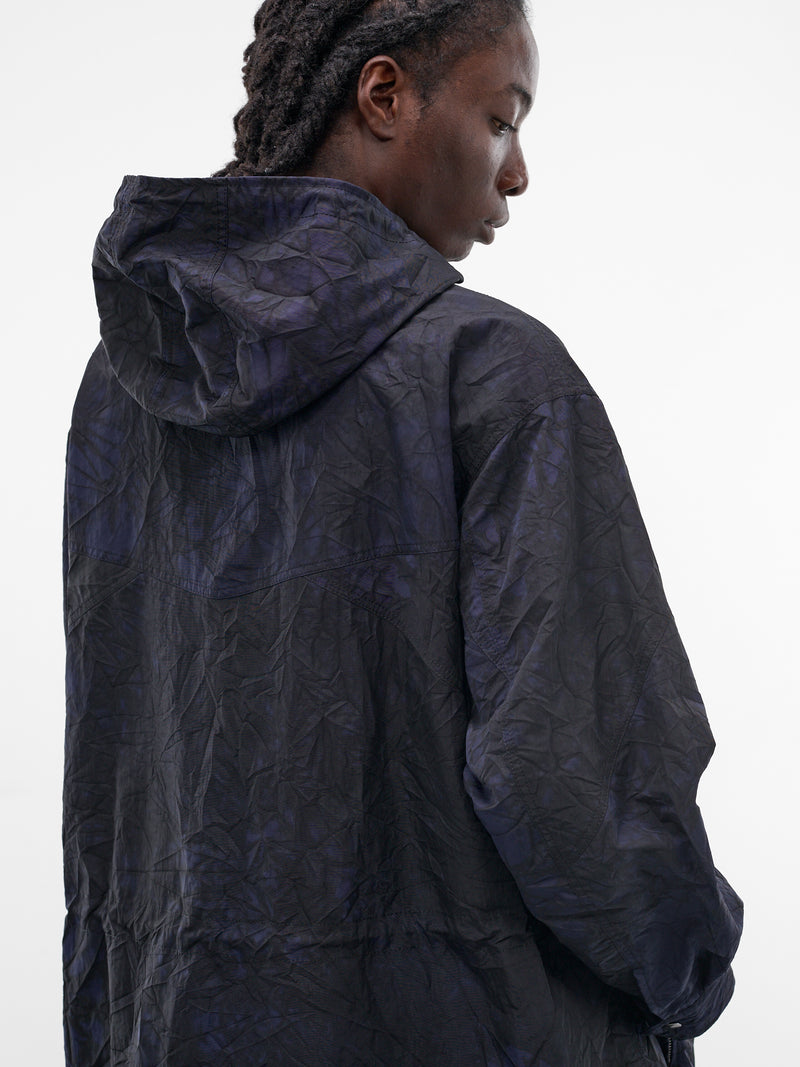 Navy Wrinkled Nylon Hooded Jacket (26S0327-NAVY-BLACK)