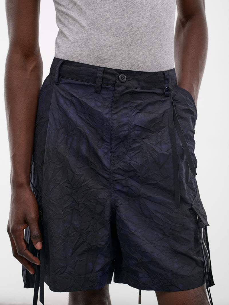 Navy Wrinkled Nylon Shorts (26S0328-NAVY-BLACK)