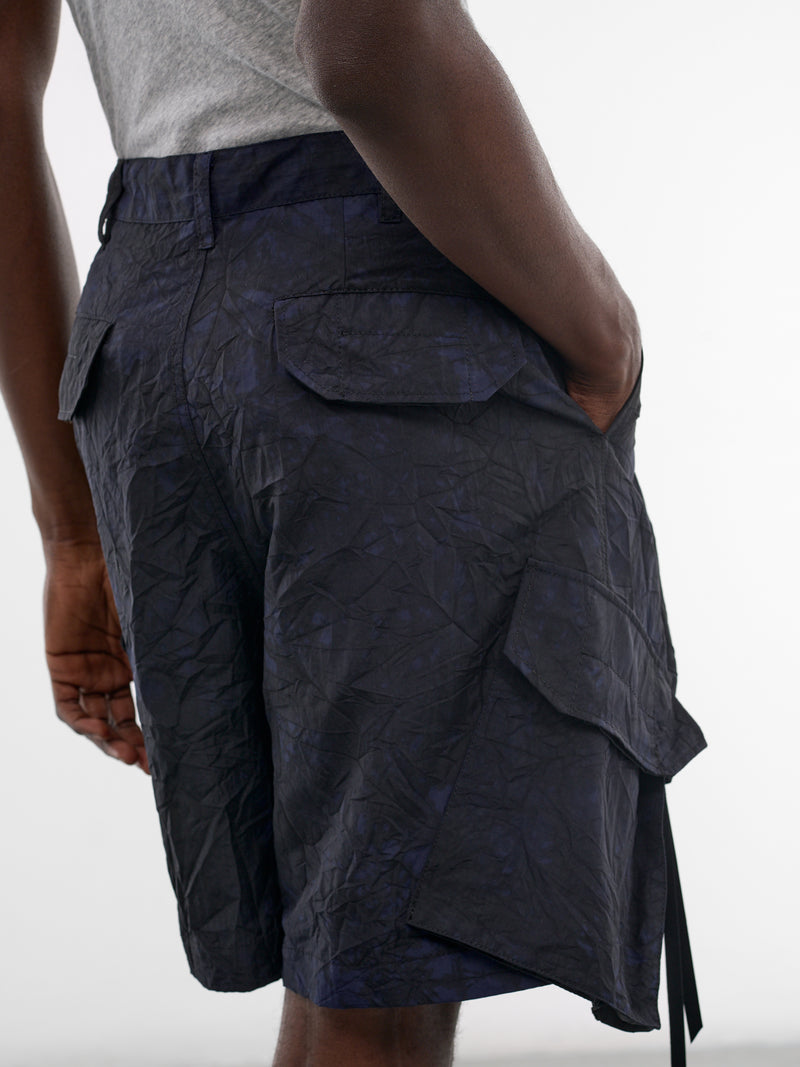 Navy Wrinkled Nylon Shorts (26S0328-NAVY-BLACK)