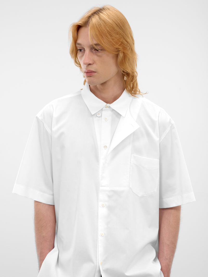 White Cotton Short Sleeve Shirt (26S0332-WHITE)
