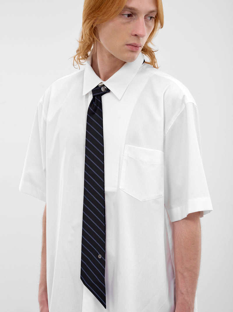 Black Striped Button Angled Tie (26S0342-BLACK-BLUE)