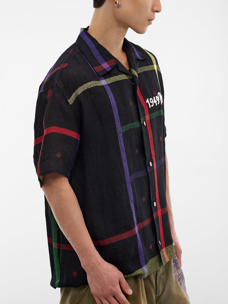 Black Linen Check Jamdani Shirt (26SS-B-08-BLACK)