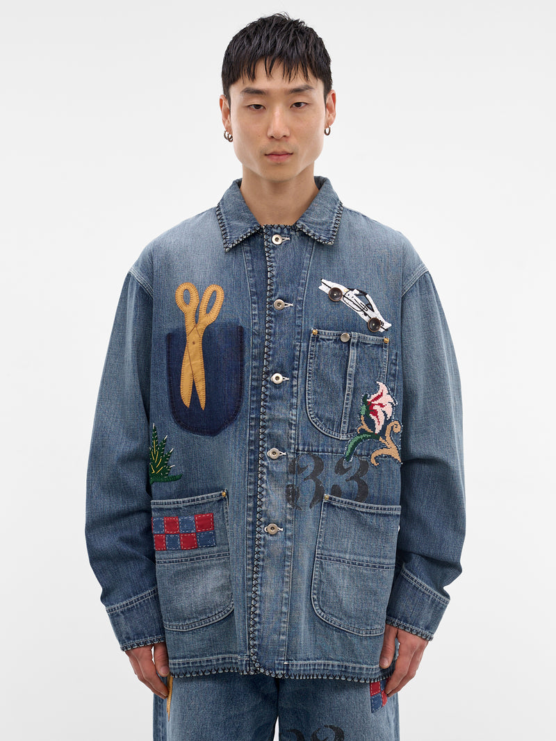 Indigo Denim Hand-Embroidered Jacket (26SS-CO01-INDIGO)