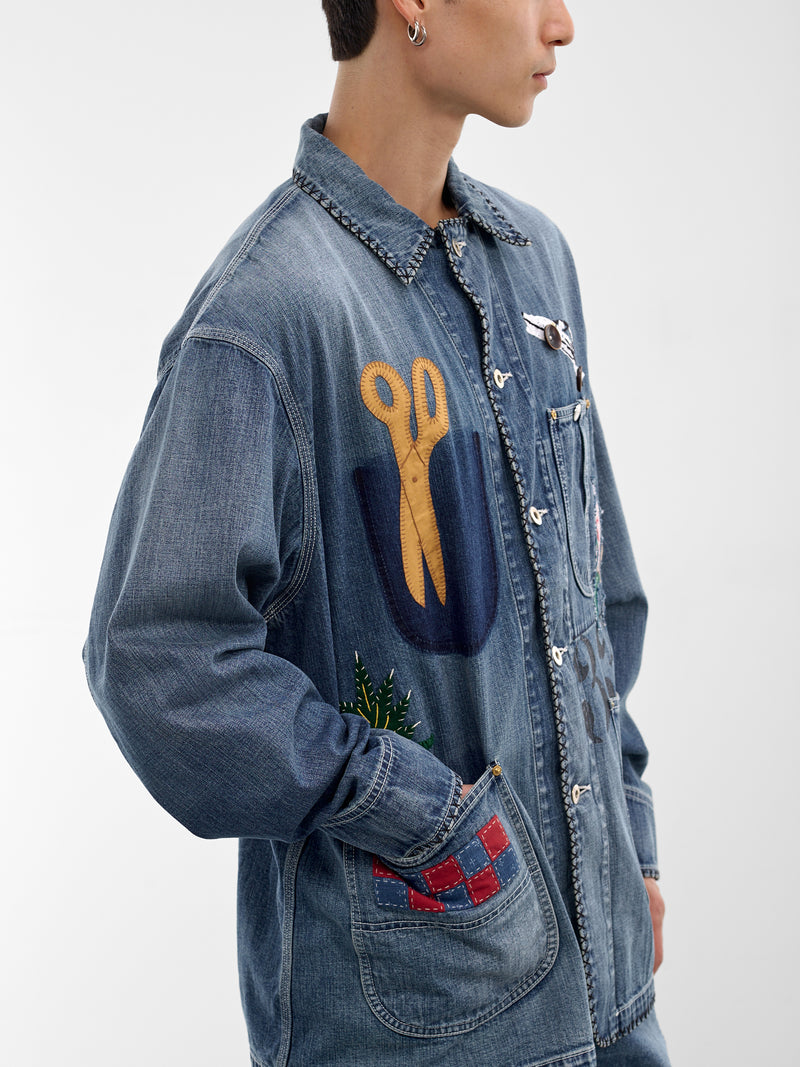 Indigo Denim Hand-Embroidered Jacket (26SS-CO01-INDIGO)