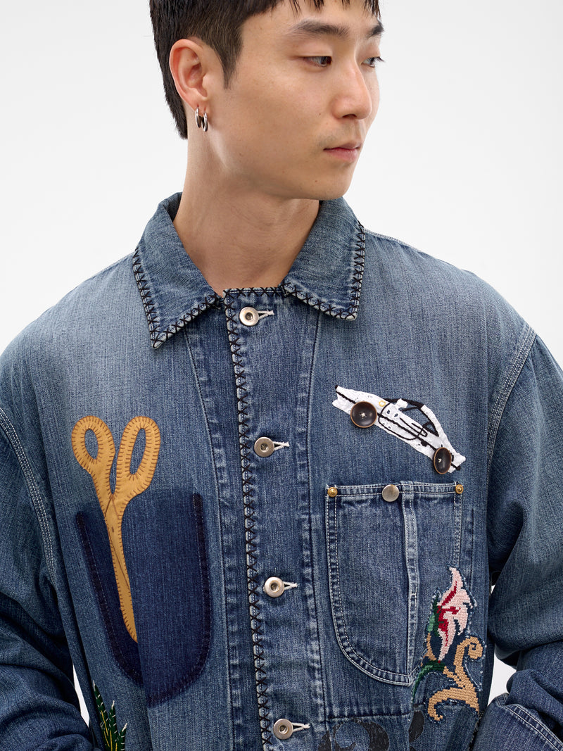 Indigo Denim Hand-Embroidered Jacket (26SS-CO01-INDIGO)