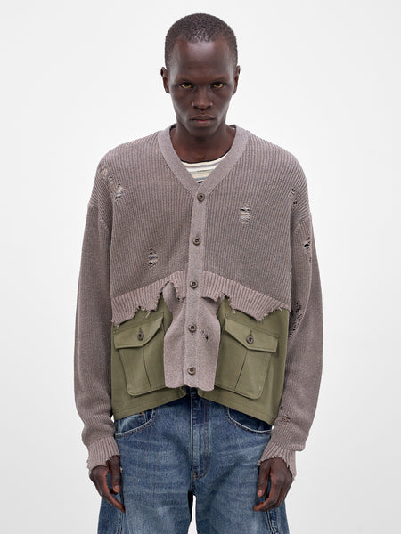 Hybrid Distressed Knit Cardigan (26SS-K-02-GREY)