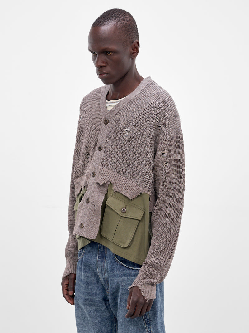Hybrid Distressed Knit Cardigan (26SS-K-02-GREY)
