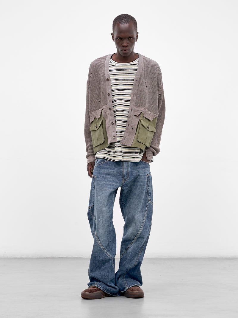 Hybrid Distressed Knit Cardigan (26SS-K-02-GREY)