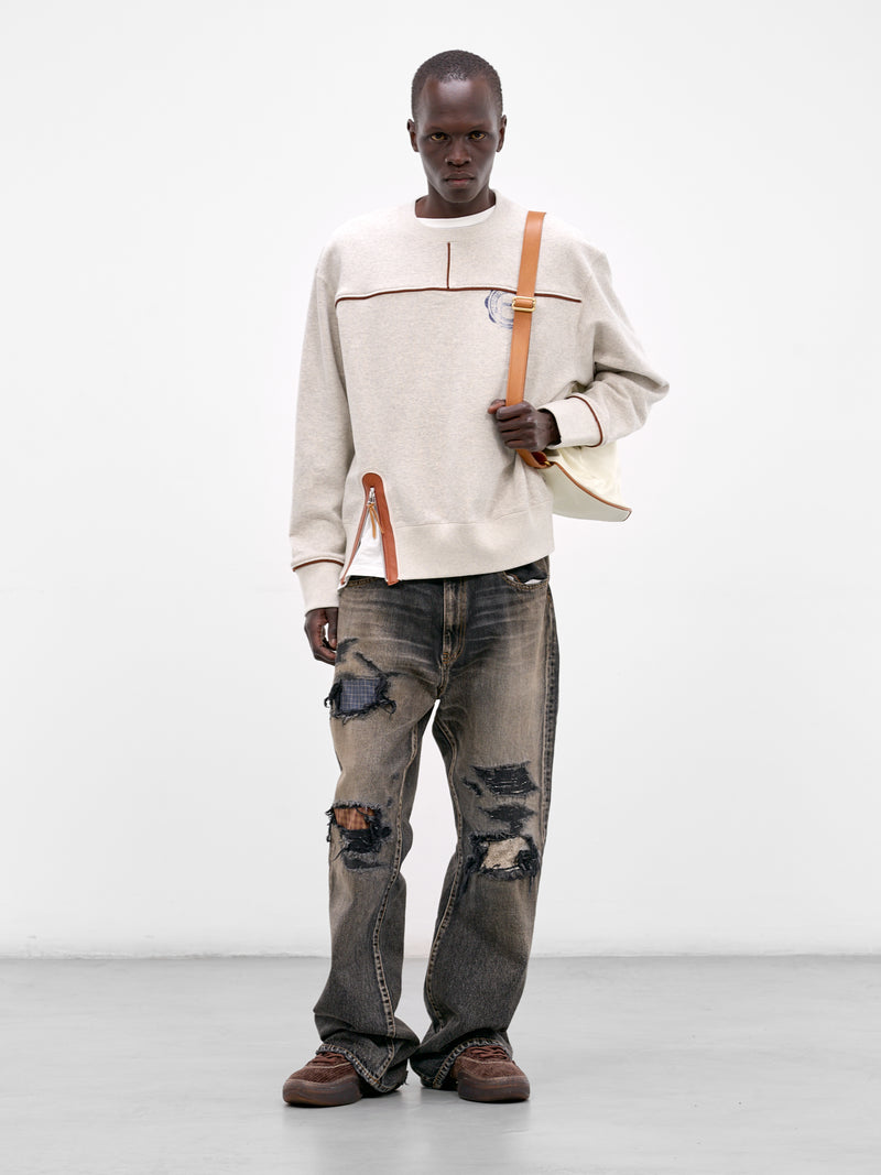 Black Distressed Patches Denim Jeans (26SS-P-04-BLACK)