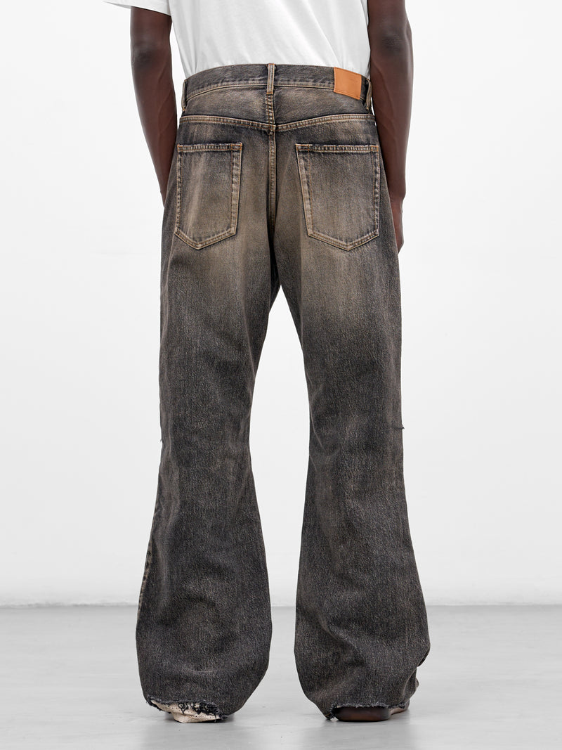 Black Distressed Patches Denim Jeans (26SS-P-04-BLACK)