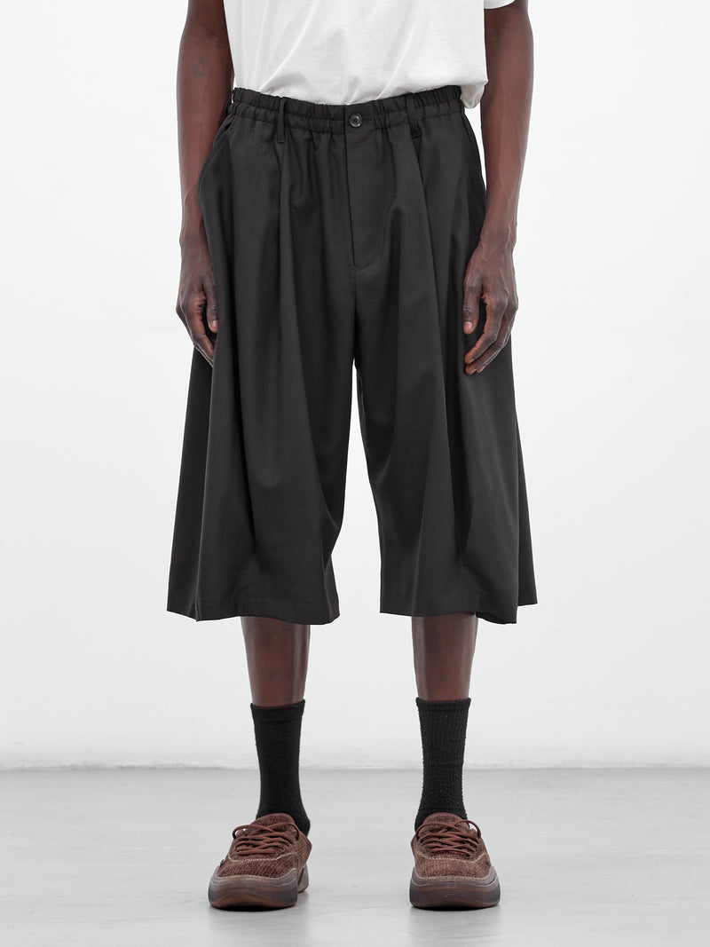 Black Wool Baggy Balloon Shorts (26SS-P-14-BLACK)