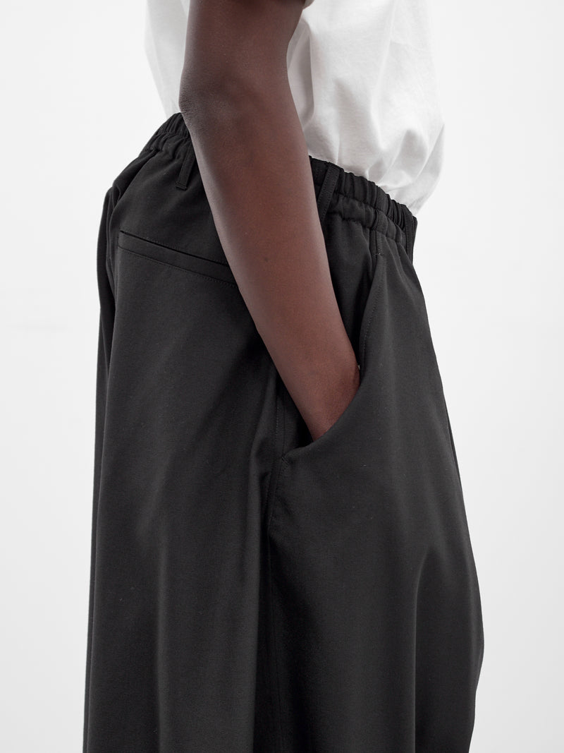 Black Wool Baggy Balloon Shorts (26SS-P-14-BLACK)