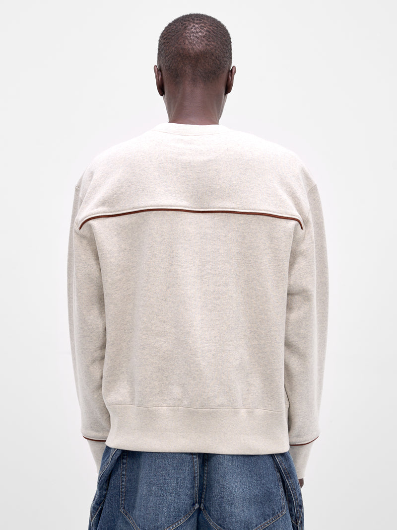 Oatmeal Leather Trim Cotton Sweatshirt (26SS-T-07-OATMEAL)