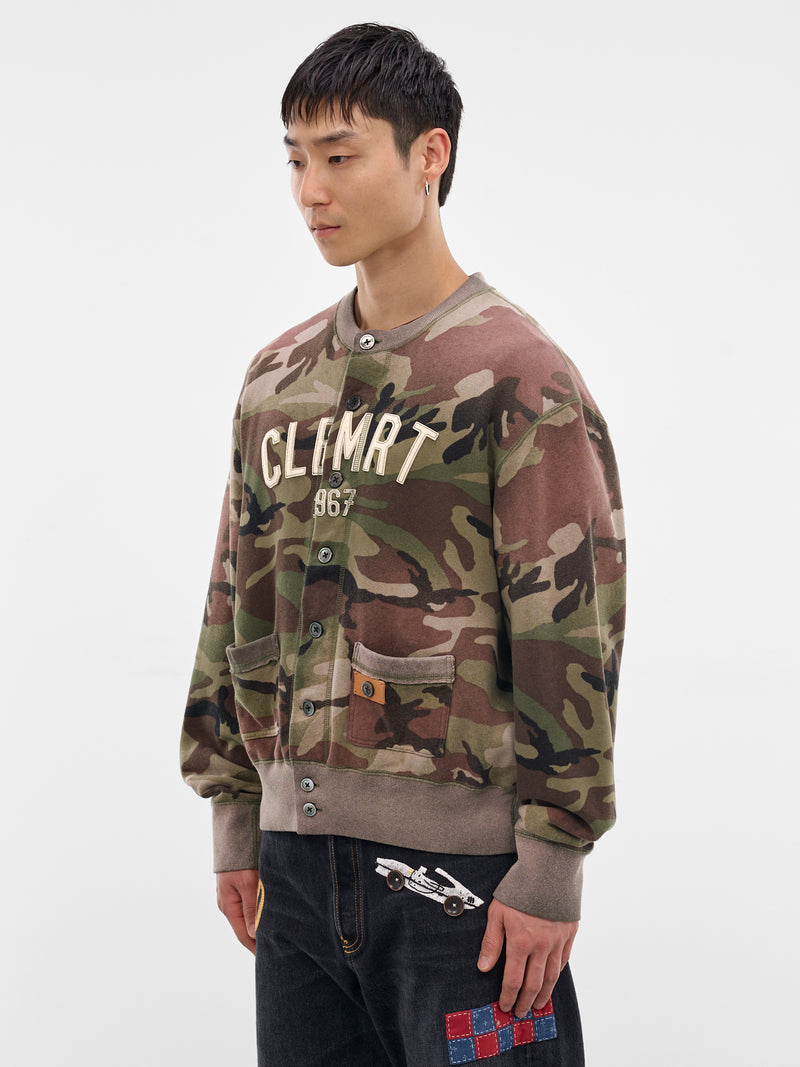 Black Camo Embroidered Sweatshirt Cardigan (26SS-T05-BLACK)