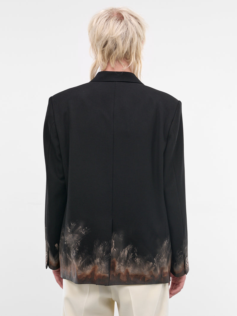 Black Wool Mud Print Blazer (26SS12JK80-BLACK)